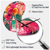 High Fashion Perfume Bottle Vase With Flowers II - Asymmetric Metal Wall Clock