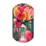 High Fashion Perfume Bottle Vase With Flowers II - Asymmetric Metal Wall Clock