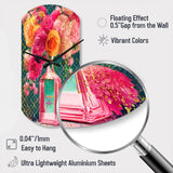 High Fashion Perfume Bottle Vase With Flowers II - Asymmetric Metal Wall Clock