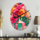 High Fashion Perfume Bottle Vase With Flowers II - Asymmetric Metal Wall Clock