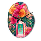 High Fashion Perfume Bottle Vase With Flowers II - Asymmetric Metal Wall Clock