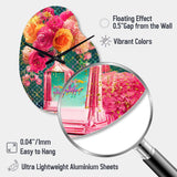High Fashion Perfume Bottle Vase With Flowers II - Asymmetric Metal Wall Clock