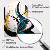 Blue And Gold Modern Art Abstract Painting VI - Asymmetric Metal Wall Clock