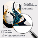 Blue And Gold Modern Art Abstract Painting VI - Asymmetric Metal Wall Clock