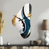 Blue And Gold Modern Art Abstract Painting VI - Asymmetric Metal Wall Clock