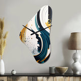 Blue And Gold Modern Art Abstract Painting VI - Asymmetric Metal Wall Clock
