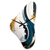Blue And Gold Modern Art Abstract Painting VI - Asymmetric Metal Wall Clock