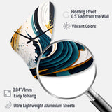 Blue And Gold Modern Art Abstract Painting VI - Asymmetric Metal Wall Clock