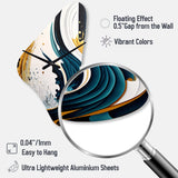 Blue And Gold Modern Art Abstract Painting VI - Asymmetric Metal Wall Clock