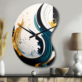 Blue And Gold Modern Art Abstract Painting VI - Asymmetric Metal Wall Clock