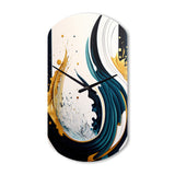 Blue And Gold Modern Art Abstract Painting VI - Asymmetric Metal Wall Clock