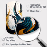 Blue And Gold Modern Art Abstract Painting VI - Asymmetric Metal Wall Clock