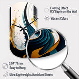 Blue And Gold Modern Art Abstract Painting VI - Asymmetric Metal Wall Clock