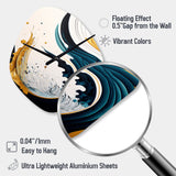Blue And Gold Modern Art Abstract Painting VI - Asymmetric Metal Wall Clock