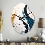 Blue And Gold Modern Art Abstract Painting VI - Asymmetric Metal Wall Clock