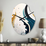 Blue And Gold Modern Art Abstract Painting VI - Asymmetric Metal Wall Clock
