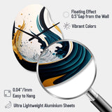 Blue And Gold Modern Art Abstract Painting VI - Asymmetric Metal Wall Clock