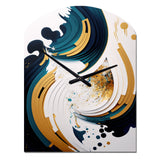 Blue And Gold Modern Art Abstract Painting VII - Asymmetric Metal Wall Clock
