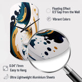 Blue And Gold Modern Art Abstract Painting VII - Asymmetric Metal Wall Clock