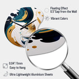 Blue And Gold Modern Art Abstract Painting VII - Asymmetric Metal Wall Clock