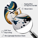 Blue And Gold Modern Art Abstract Painting VII - Asymmetric Metal Wall Clock