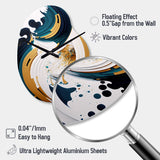 Blue And Gold Modern Art Abstract Painting VII - Asymmetric Metal Wall Clock