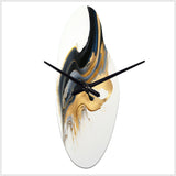 Black, White And Gold Liquid Art I - Asymmetric Metal Wall Clock