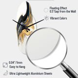 Black, White And Gold Liquid Art I - Asymmetric Metal Wall Clock