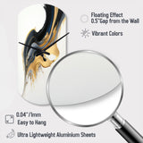 Black, White And Gold Liquid Art I - Asymmetric Metal Wall Clock
