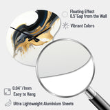 Black, White And Gold Liquid Art I - Asymmetric Metal Wall Clock
