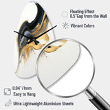 Black, White And Gold Liquid Art I - Asymmetric Metal Wall Clock