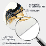 Black, White And Gold Liquid Art I - Asymmetric Metal Wall Clock