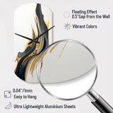 Black, White And Gold Liquid Art II - Asymmetric Metal Wall Clock