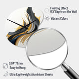 Black, White And Gold Liquid Art II - Asymmetric Metal Wall Clock