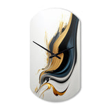 Black, White And Gold Liquid Art III - Asymmetric Metal Wall Clock
