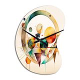 Multi-Color Watercolor Geometric Art IV - Asymmetric Metal Wall Clock