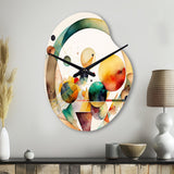 Multi-Color Watercolor Geometric Art IV - Asymmetric Metal Wall Clock