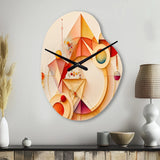 Orange And Yellow Geometric Abstract II - Asymmetric Metal Wall Clock