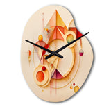 Orange And Yellow Geometric Abstract II - Asymmetric Metal Wall Clock