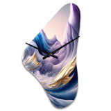Blue, Gold And Purple Splash Paint IV - Asymmetric Metal Wall Clock