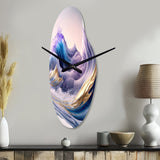 Blue, Gold And Purple Splash Paint IV - Asymmetric Metal Wall Clock