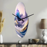 Blue, Gold And Purple Splash Paint IV - Asymmetric Metal Wall Clock
