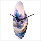 Blue, Gold And Purple Splash Paint IV - Asymmetric Metal Wall Clock