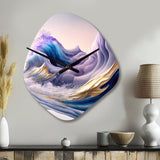 Blue, Gold And Purple Splash Paint IV - Asymmetric Metal Wall Clock