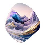 Blue, Gold And Purple Splash Paint IV - Asymmetric Metal Wall Clock