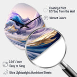 Blue, Gold And Purple Splash Paint IV - Asymmetric Metal Wall Clock