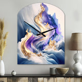 Blue And Gold Splash Paint III - Asymmetric Metal Wall Clock