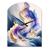 Blue And Gold Splash Paint III - Asymmetric Metal Wall Clock