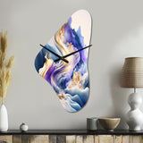 Blue And Gold Splash Paint III - Asymmetric Metal Wall Clock