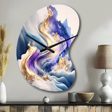 Blue And Gold Splash Paint III - Asymmetric Metal Wall Clock